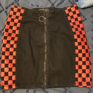 American Bazi Black and Red Checkered Skirt